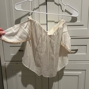 Cream Off-Shoulder Blouse Crop Top